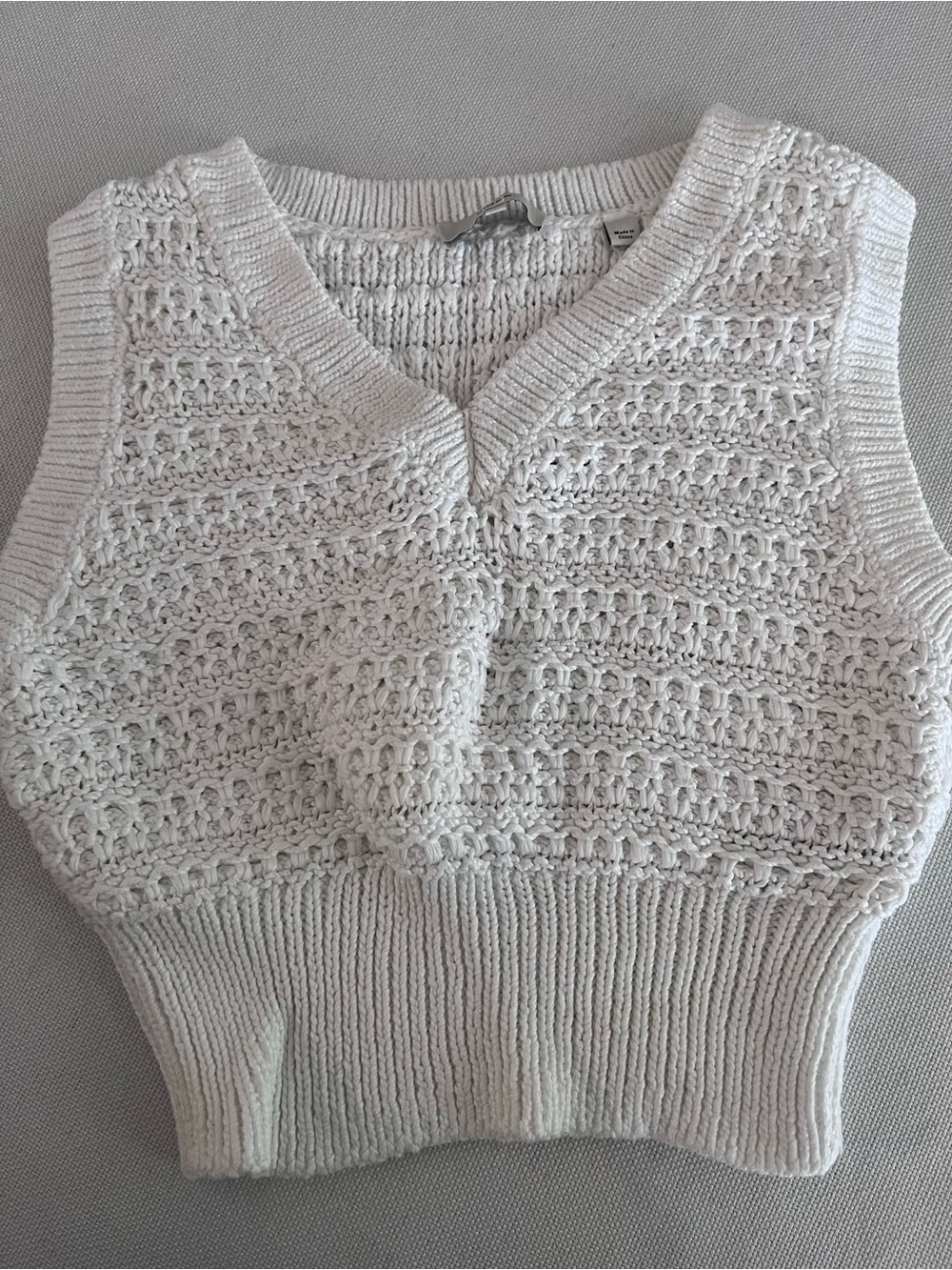 Women's Vince White Knit Sleeveless Cropped Sweater Vest Size Small